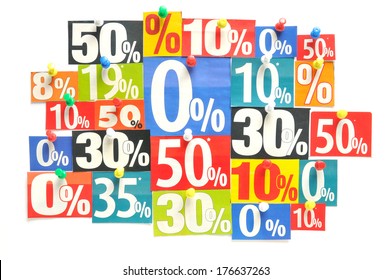 Discount - Various colored newspaper percent snippets - Shutterstock ID 176637263