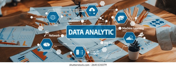 Discover the essence of data analytic techniques in business with engaging visuals and insights, showcasing collaboration and technology-driven strategies for improvement. Amity
