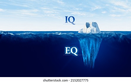 Discover hidden emotions. Emotional intelligence versus logical intelligence (EQ versus IQ). Concept with iceberg. - Shutterstock ID 2152027775