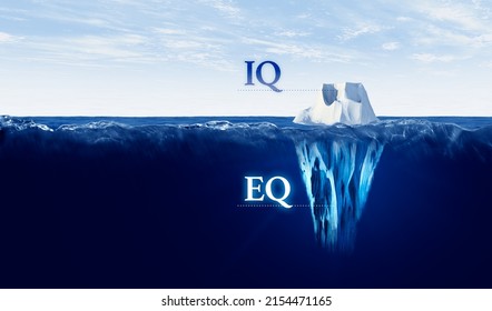 Discover hidden emotions. Emotional intelligence versus logical intelligence (EQ versus IQ). Concept with iceberg. - Shutterstock ID 2154471165