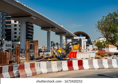 Discovery Gardens, Dubai, UAE - February 29, 2020: A Shot Of Expolink Metro Construction In Discovery Gardens, Jebel Ali. New Train Line Will Link Airport, Investment Park And Dubai Expo 2020 Site