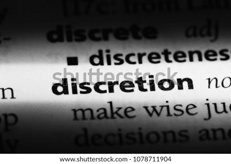 discretion word in a dictionary. discretion concept