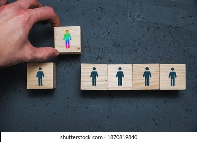 Discrimination On The Basis Of Sexual Orientation. Concept Of Homosexual, Transgenic And LGBT Discrimination.