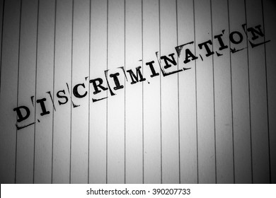 discrimination text on white paper