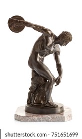 Discus thrower on white background. The Discobolo is a sculpture made around 455 B.C. by Mirone.