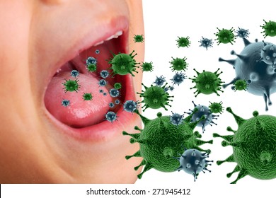 Disease Transmitting A Virus Or Bacteria  Infection With An Open Mouth