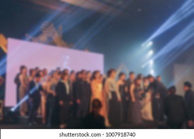 Disfocus Of The Success People Or Businessman On Stage With Lighting In The Business Award Ceremony