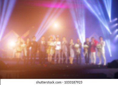 Disfocus Of The Success People Or Businessman On Stage With Lighting In The Business Award Ceremony