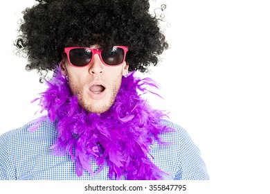 Disguised young man showing thumb up - photo booth photo