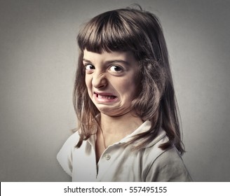 Disgusted child's portrait