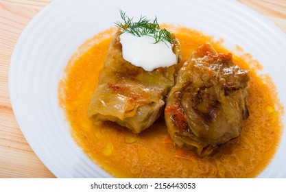 Dish Of Bulgarian Cuisine - Cabbage Rolls With Chopped Meat