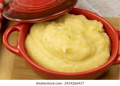dish of mashed potatoes, close-up