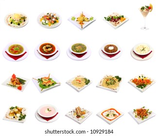 dish selection isolated on white background
