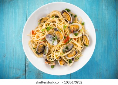 Dish of Spaghetti with clams, Mediterranean Food  - Powered by Shutterstock