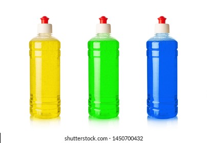 Dish Washing Liquid Packages Isolated On A White Background