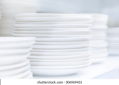 Dishes Plates Stacked White And Clean Tableware