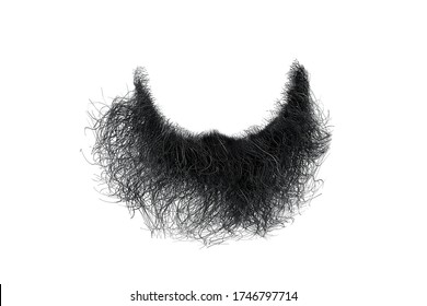 Disheveled Black Beard Isolated On White, Close-up. Mens Fashion