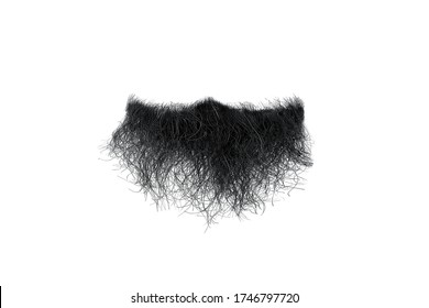 Disheveled Black Beard Isolated On White, Close-up. Mens Fashion