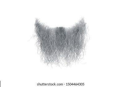 Disheveled Gray Beard Isolated On White. Mens Fashion