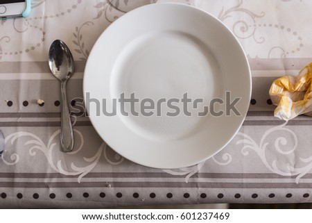 Dishware table finished meal
