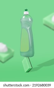 Dishwashing Liquid Gel In Green Background