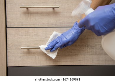 Disinfection And Cleaning Of Cabinet Handles.
Prevention Of Coronavirus Infection