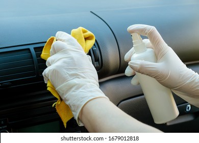 Disinfection And Cleaning Of Car Interior Stock Photo