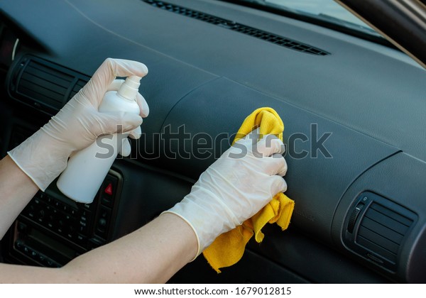 Disinfection and\
cleaning of car interior stock\
photo