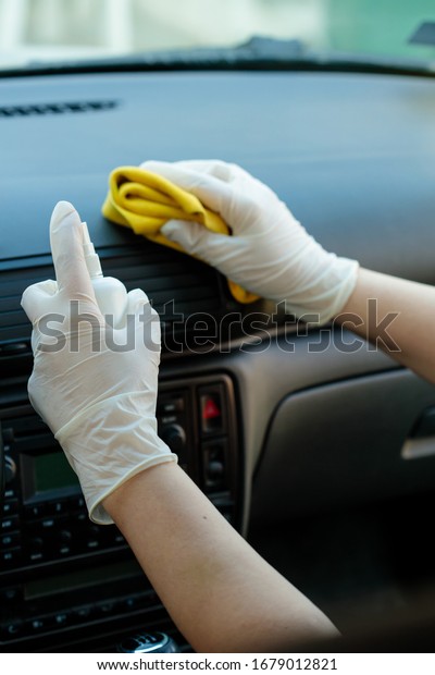 Disinfection and
cleaning of car interior stock
photo