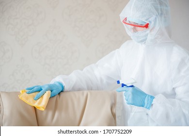 Disinfects Hotel Room From Coronavirus And Germs Cleaning Service.