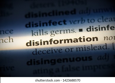 Disinformation Word In A Dictionary. Disinformation Concept.