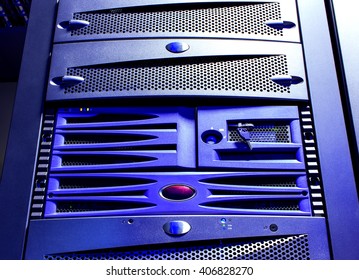 disk storage blades in the mainframe server room
