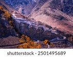 Diskit Monastery in Nubra Valley. Landscape view Monastery of Leh Ladakh, Northern India.