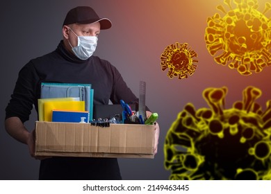 Dismissal Due To Coronavirus. Bankruptcy In Pandemic Time. Suspension From Work During The COVID Period. Downsizing, Business Ruin, Bankruptcy, Job Loss. Social Problems Due To Coronavirus Epidemic