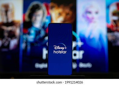 Disney Plus Hotstar Logo On Phone. Bangkok, Thailand 14 May 2021