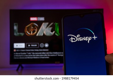 Disney Plus With Loki, New Marvel Serie On TV Screen, 9th Jun, 2021, Sao Paulo, Brazil