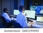 Dispatching support centers for freight transportation. Logistics and navigation of cargo delivery.