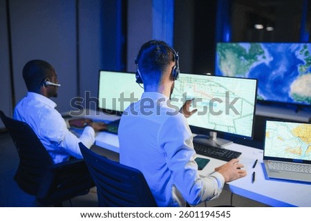 Dispatching support centers for freight transportation. Logistics and navigation of cargo delivery.