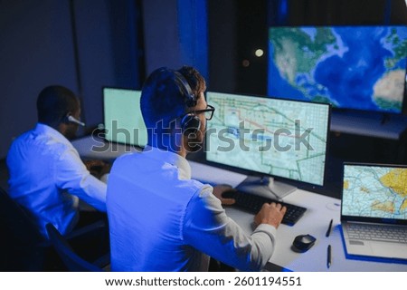 Dispatching support centers for freight transportation. Logistics and navigation of cargo delivery.