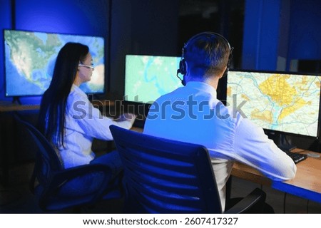 Dispatching support centers for freight transportation. Logistics and navigation of cargo delivery.