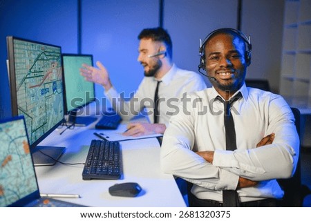 Dispatching support centers for freight transportation. Logistics and navigation of cargo delivery.