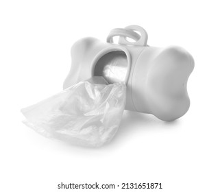 Dispenser With Pet Waste Bags Isolated On White Background