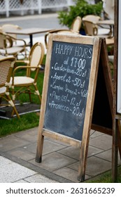  Display advertising a selection of soft drinks and alcohol at a bar in Swinoujscie, Poland                              