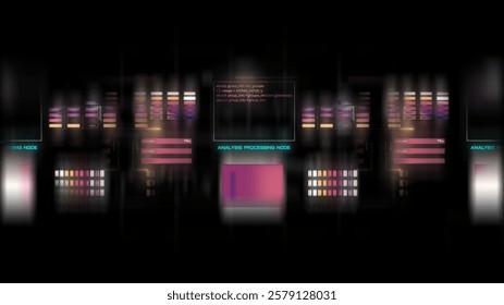 Display background featuring digital data code and HUD elements, perfect for text titles and horizontal layouts. Thoughtful color design enhances mood, tone, and a futuristic aesthetic.