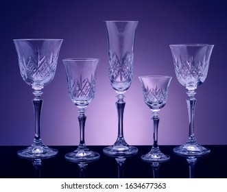 A Display Of Beautiful Crystal Glasses	