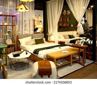 Display Bedroom Set In Home And Garden Exhibition 2021 Show At BITEC Bangna, Bangna-Trad Road Bangna Bangkok Thailand, December 26, 2021