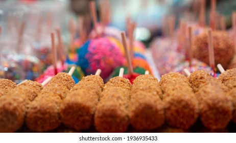 Display Of Candy Apples And Sweet Sugary Treats