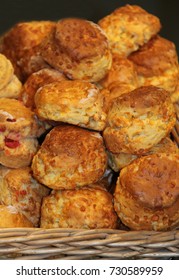 A Display Of Freshly Baked Cherry Scone Cakes.