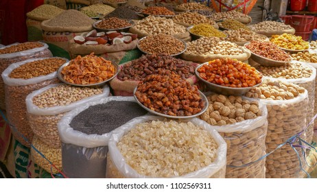 Display Of Legumes And Dried Food Ingredient In Market,Pakistan