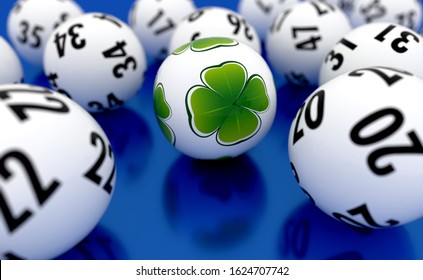 Display of lotto balls with numbers
